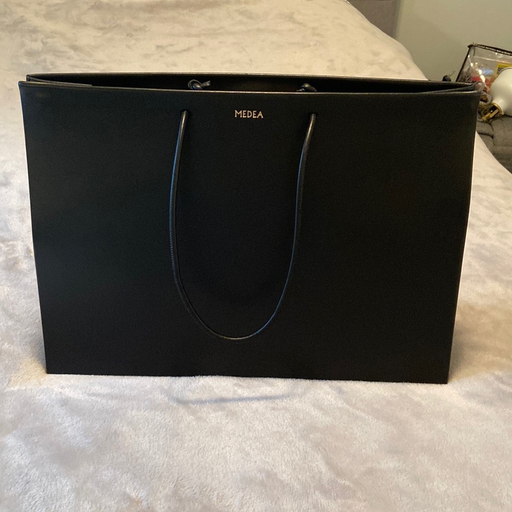 Gorgeous black calfskin tote bag by Medea.